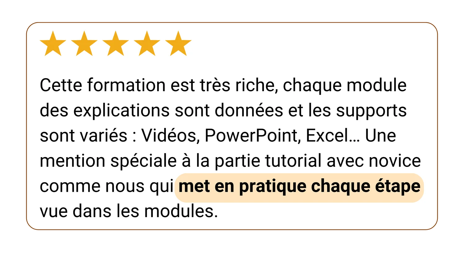 Avis d'un élève, 5 étoiles