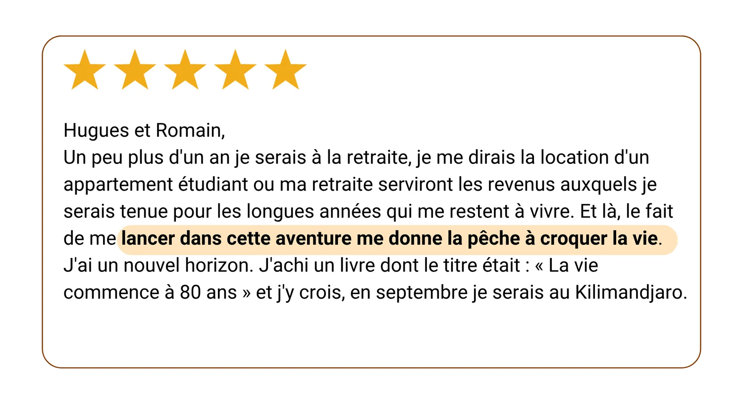 Avis d'un élève, 5 étoiles