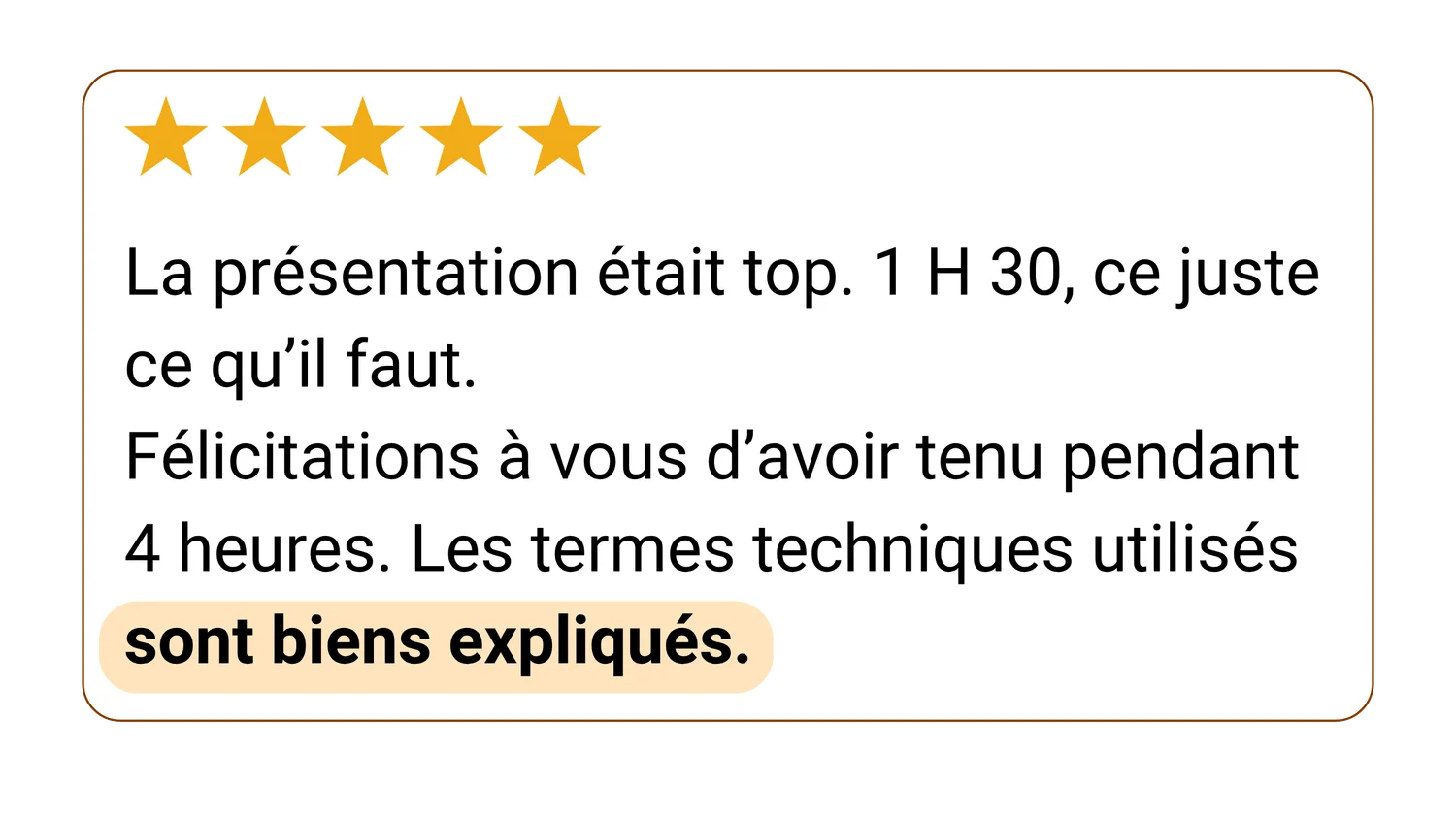 Avis d'un élève, 5 étoiles