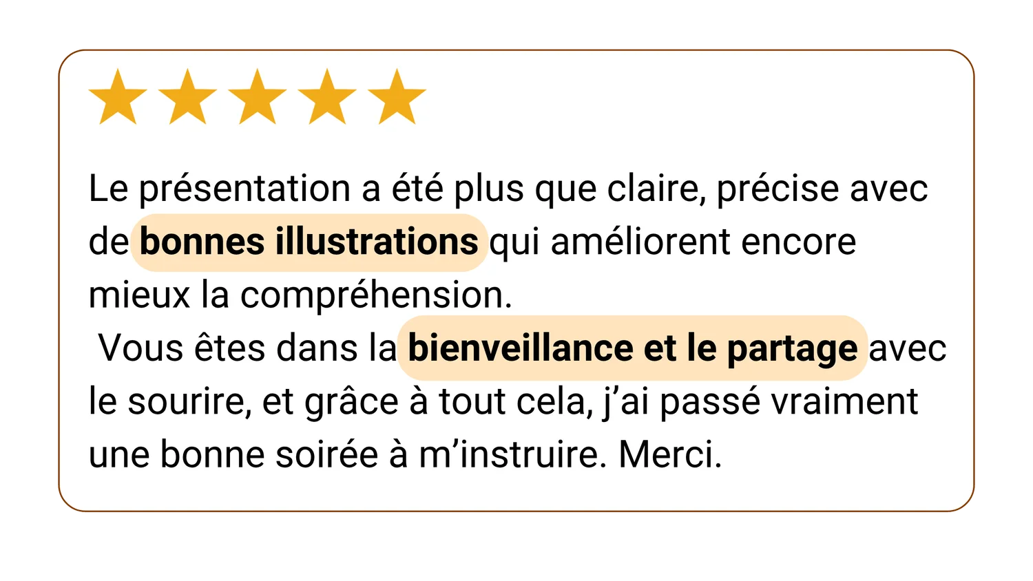 Avis d'un élève, 5 étoiles