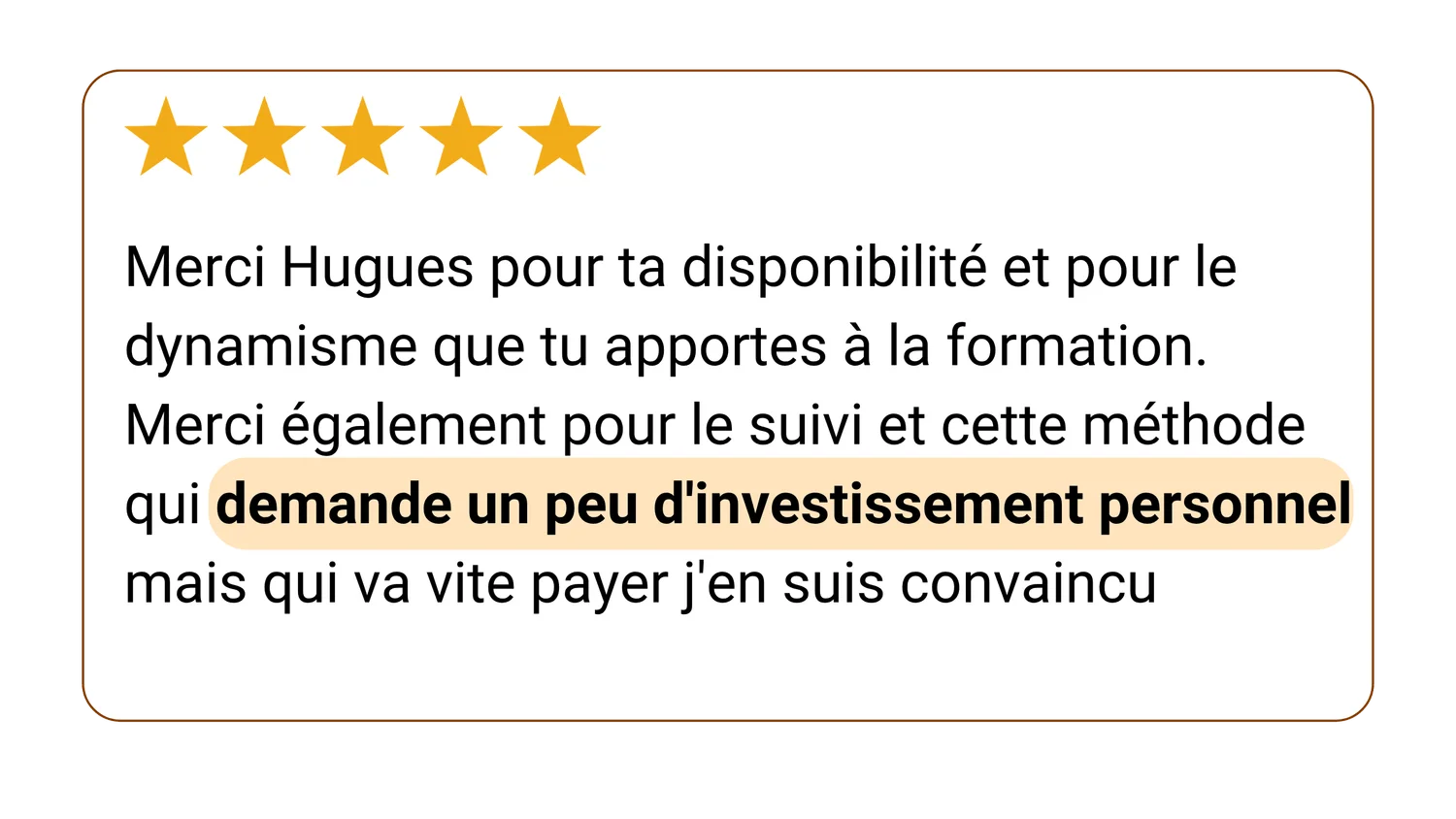 Avis d'un élève, 5 étoiles
