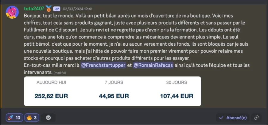 Capture partagée par un élève dans la communauté