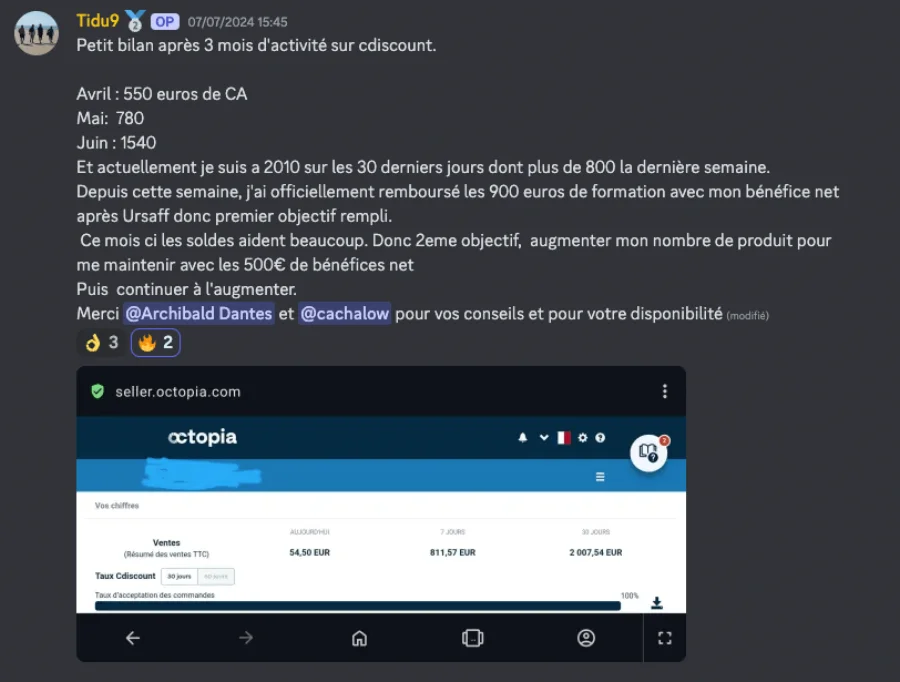 Capture partagée par un élève dans la communauté