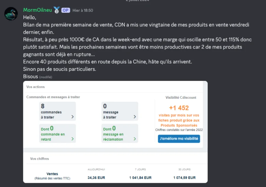 Capture partagée par un élève dans la communauté